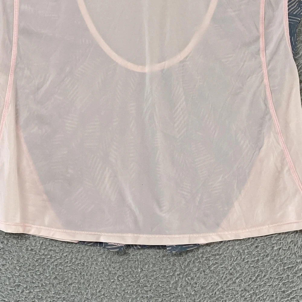 Lululemon Tank Top Womens‎ 10 Light Pink Sheer Overlay Geometric Back Yoga Gym